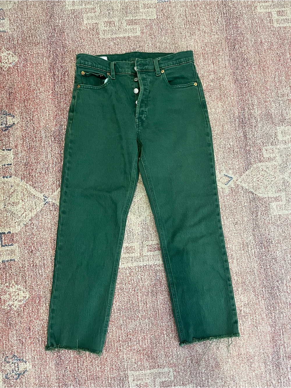 Gap green Cheeky High rise straight frayed hem button fly jeans 28/6 short